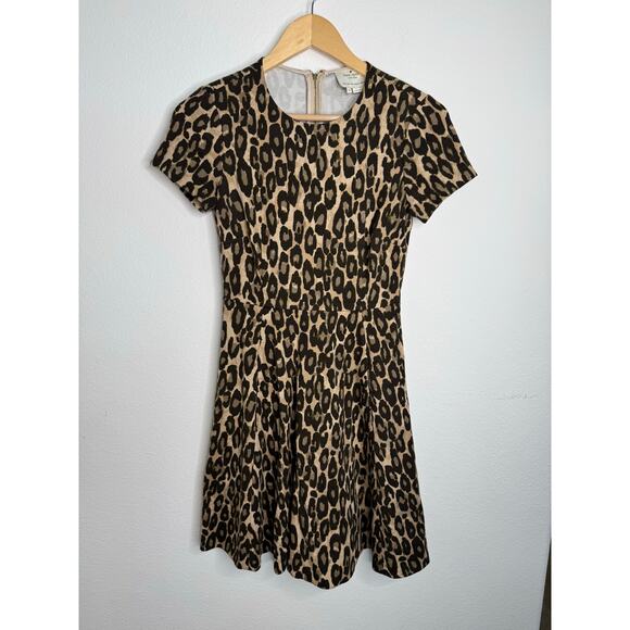 Kate spade women’s fit and flare dress leopard cheetah size 0 pockets - Picture 1 of 9